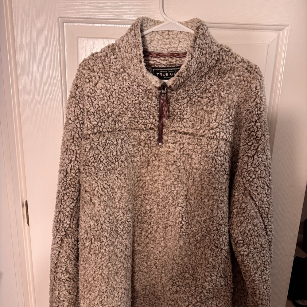 True Grit Tan Zip Up Sherpa Sweater